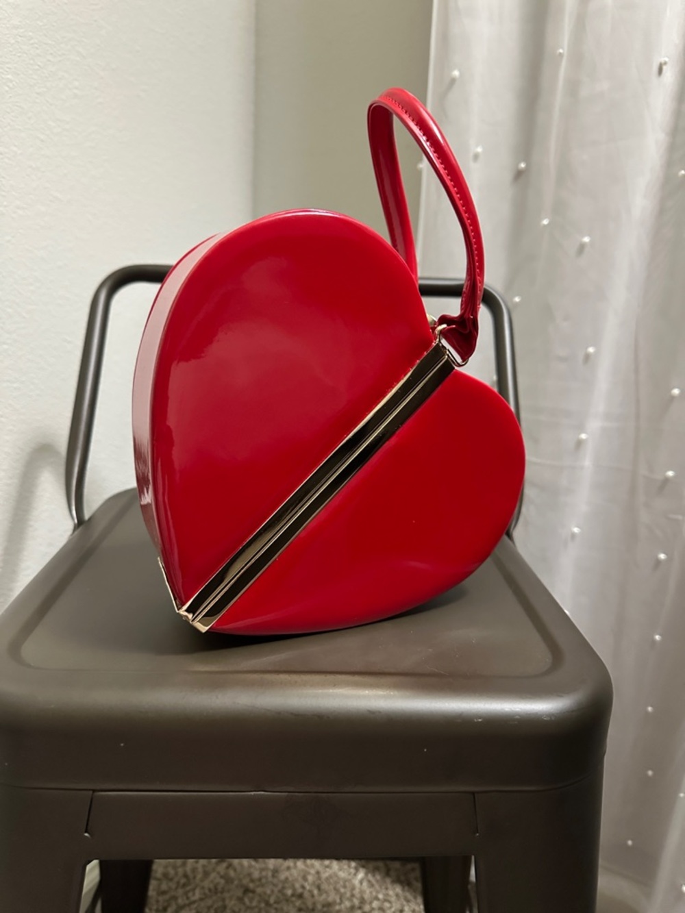 Dancing Days by Banned Apparel Red Heart-Shaped Patent Mini Bag with Gold Accent